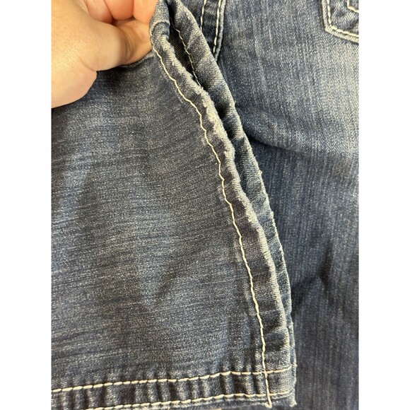 Silver Jeans Women’s 27/33 Tuesday Bootcut Flare Low-Rise Distressed Blue Denim - Picture 3 of 16